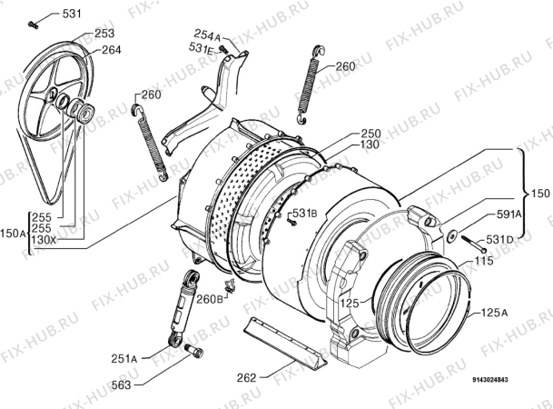 Взрыв-схема стиральной машины Zanussi Electrolux W1207 - Схема узла Functional parts 267