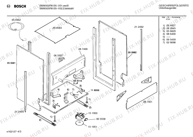Схема №3 SMI6505RK с изображением Панель для посудомойки Bosch 00298654