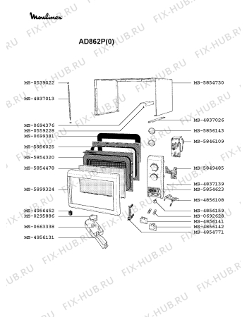 Взрыв-схема микроволновой печи Moulinex AD862P(0) - Схема узла JP002345.5P2