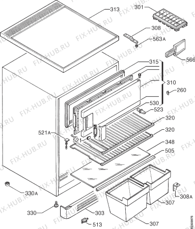 Схема №1 S1443-4TK с изображением Панель ящика для холодильника Aeg 2251617797