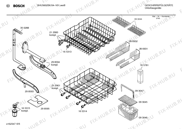 Взрыв-схема посудомоечной машины Bosch SHU5602SK Exklusiv - Схема узла 06