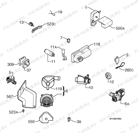 Взрыв-схема посудомоечной машины Zanussi DA4342 - Схема узла Electrical equipment 268