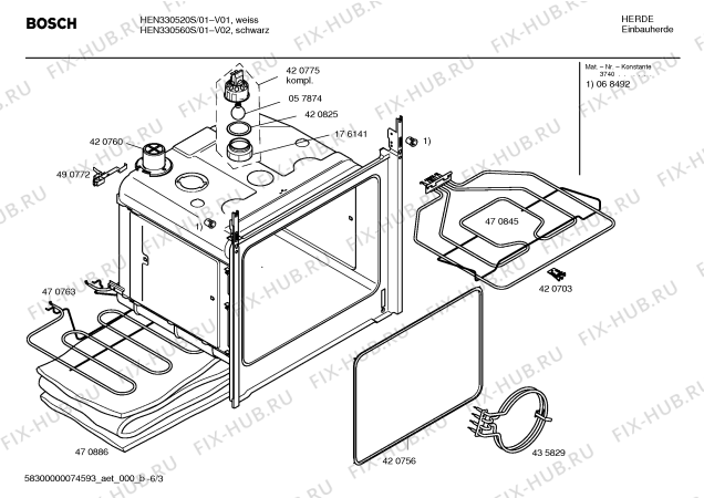 Взрыв-схема плиты (духовки) Bosch HEN330560S - Схема узла 03