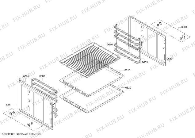 Взрыв-схема плиты (духовки) Bosch HBA56B550C - Схема узла 06