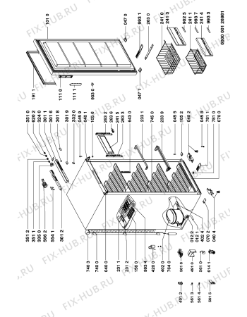 Схема №1 FRUE 2406 A с изображением Дверь для холодильной камеры Whirlpool 481944269442