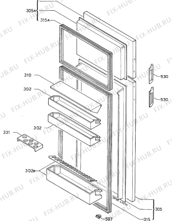 Взрыв-схема холодильника Elektro Helios KF326-3FF - Схема узла Door 003