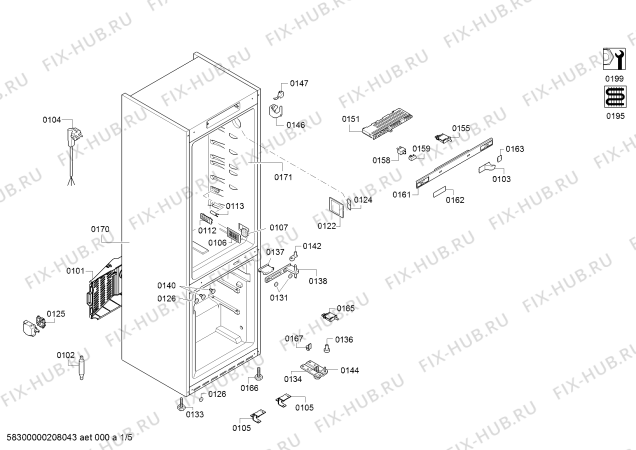 Схема №3 KGN57PI20U с изображением Дверь для холодильника Bosch 00718328
