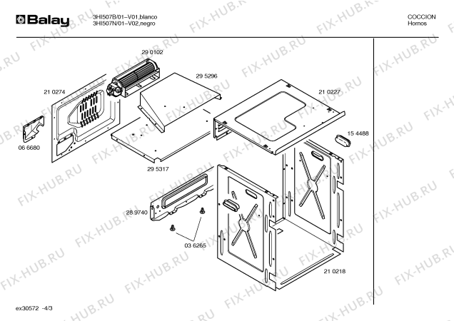 Взрыв-схема плиты (духовки) Balay 3HI507B - Схема узла 03
