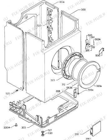 Взрыв-схема стиральной машины Castor CC341 GAIA - Схема узла Cabinet + armatures