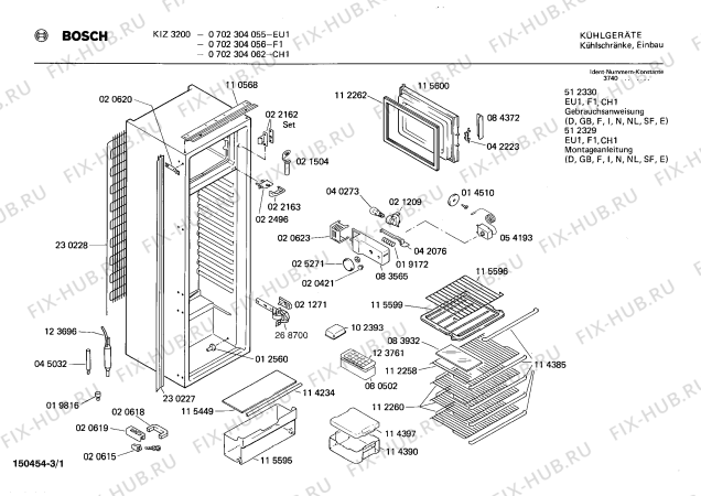 Схема №1 0702304056 KIZ3200 с изображением Стеклянная полка для холодильной камеры Bosch 00115449