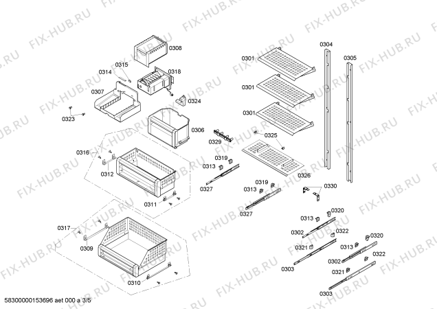Схема №4 T30IF70FSS с изображением Крышка для холодильной камеры Bosch 00244551