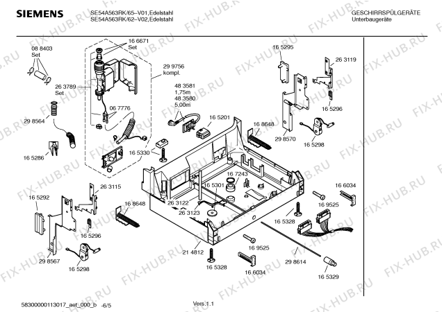 Схема №2 SE54A563RK с изображением Инструкция по эксплуатации для электропосудомоечной машины Siemens 00692407