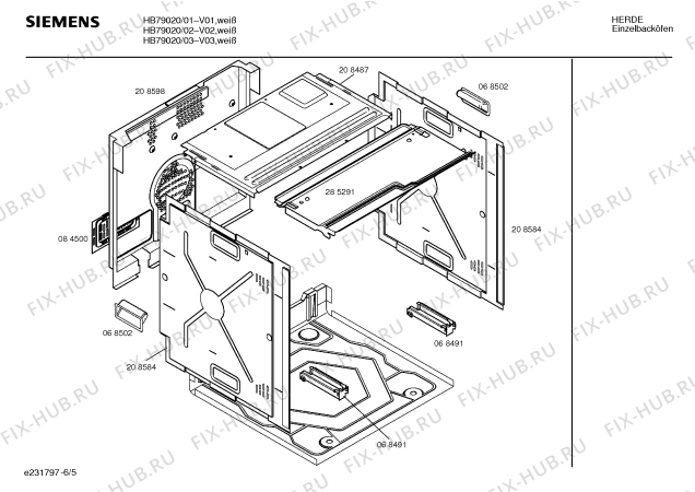 Взрыв-схема плиты (духовки) Siemens HB79020 - Схема узла 05