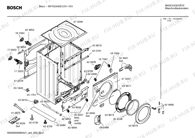 Схема №2 WFXI2440EU WFXI2440 с изображением Вкладыш в панель для стиралки Bosch 00439942