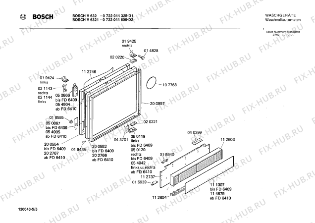 Схема №2 0722044605 V6321 с изображением Панель управления для стиралки Bosch 00117608
