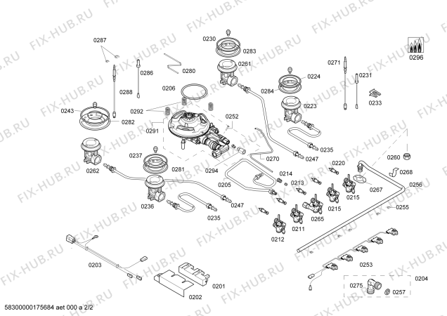 Схема №2 CG290111F 4G+1W (CENTRAL) C90F GG с изображением Трубка горелки для духового шкафа Bosch 00705837