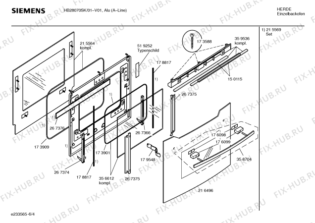 Взрыв-схема плиты (духовки) Siemens HB28070SK - Схема узла 04