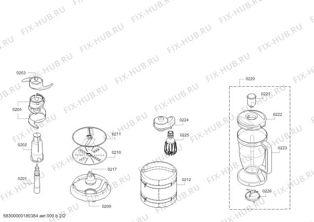 Взрыв-схема кухонного комбайна Bosch MCM68830AU - Схема узла 02