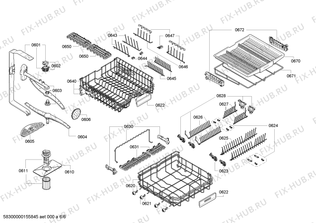 Взрыв-схема посудомоечной машины Bosch SMI69M15AU LifeStyle automatic, Made in Germany - Схема узла 06