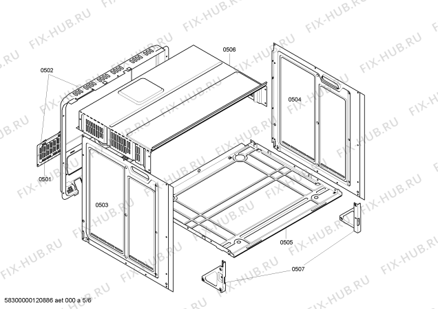 Взрыв-схема плиты (духовки) Bosch HBN23U451 - Схема узла 05