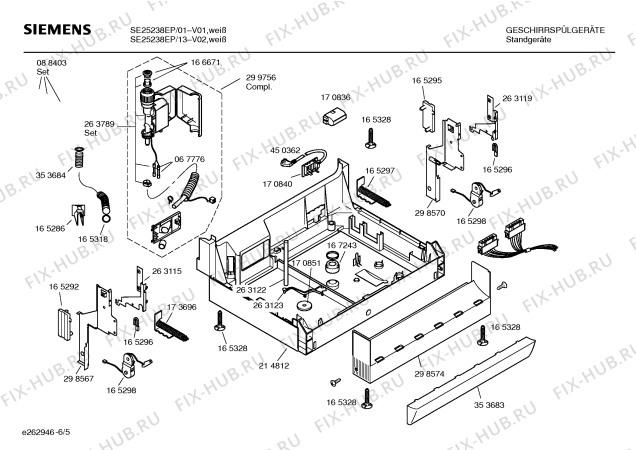 Взрыв-схема посудомоечной машины Siemens SE25238EP - Схема узла 05