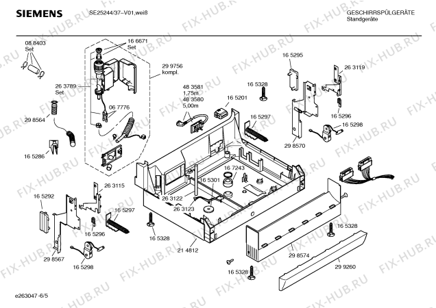 Взрыв-схема посудомоечной машины Siemens SE25244 - Схема узла 05