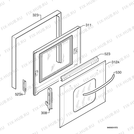 Взрыв-схема плиты (духовки) Zanussi ZOB316ST - Схема узла Door 003