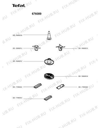 Взрыв-схема кухонного комбайна Tefal 676089 - Схема узла 676089RU.__2