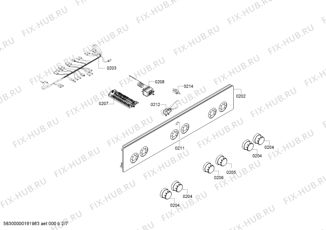 Взрыв-схема плиты (духовки) Bosch HGD625220L - Схема узла 02