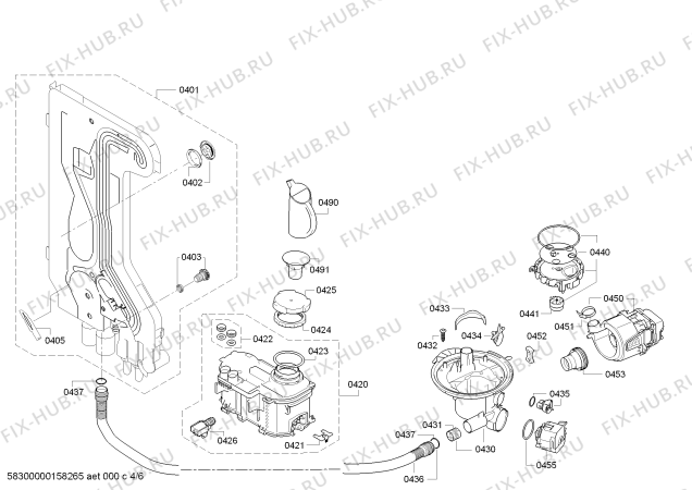 Взрыв-схема посудомоечной машины Siemens SN54M500SK - Схема узла 04