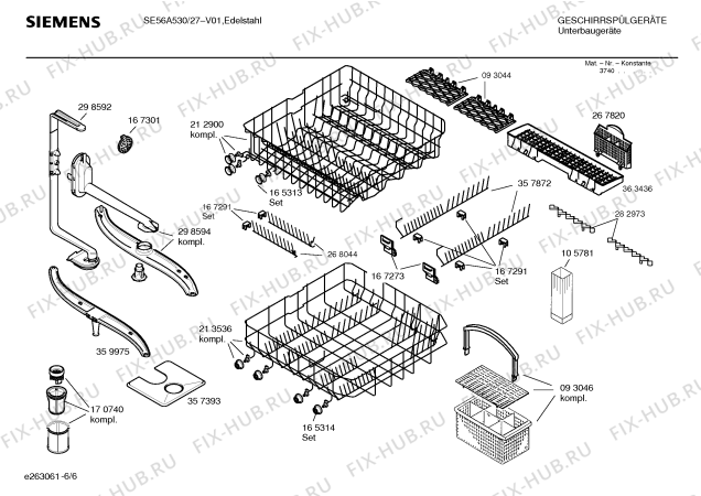 Взрыв-схема посудомоечной машины Siemens SE56A530 - Схема узла 06