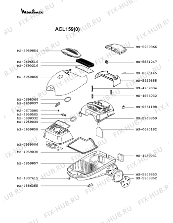 Взрыв-схема пылесоса Moulinex ACL159(0) - Схема узла OP002202.0P2