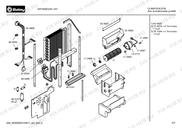 Схема №1 3XP3000 с изображением Передняя часть корпуса для кондиционера Bosch 00216738