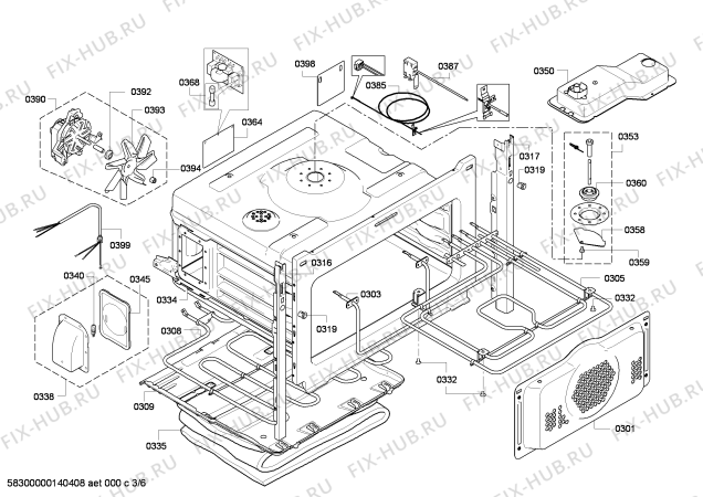 Взрыв-схема плиты (духовки) Bosch HBC86P753B - Схема узла 03