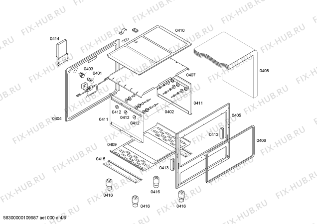 Взрыв-схема плиты (духовки) Bosch HSK14I80EH P2 INOX 6Q - Схема узла 04