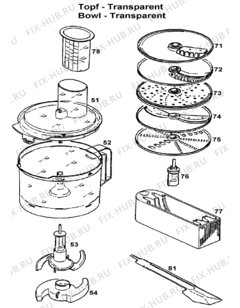 Взрыв-схема кухонного комбайна BRAUN Multiquick 7 K 3000 - Схема узла 3