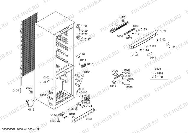 Схема №2 P1KCL3401D с изображением Дверь для холодильной камеры Bosch 00242147