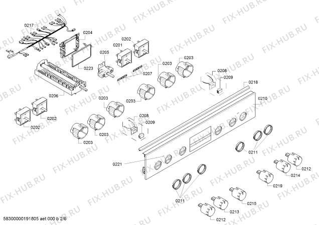 Взрыв-схема плиты (духовки) Bosch HCA744350 - Схема узла 02