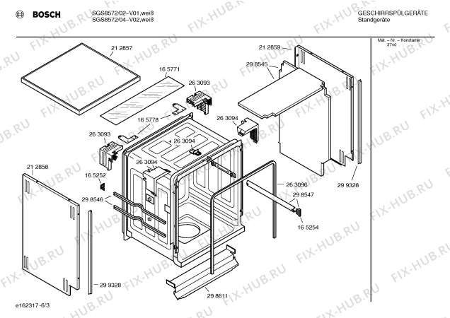 Взрыв-схема посудомоечной машины Bosch SGS8572 Exklusiv - Схема узла 03