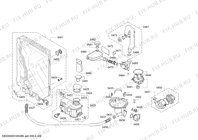 Взрыв-схема посудомоечной машины Bosch SMV93M70NL - Схема узла 04
