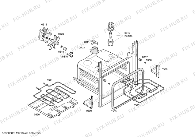 Схема №3 HB4BY55 с изображением Блок подключения для плиты (духовки) Bosch 00606056
