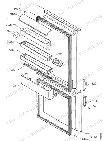 Взрыв-схема холодильника Zanussi ZFK26/11LR - Схема узла Door 003