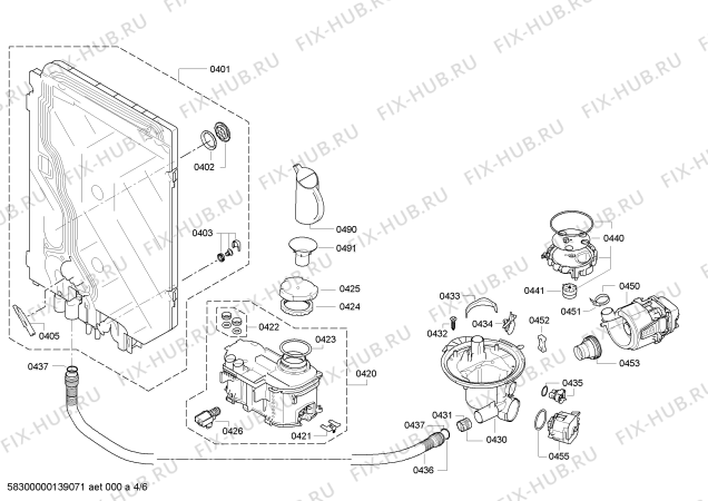 Взрыв-схема посудомоечной машины Bosch SMI53E05TC - Схема узла 04
