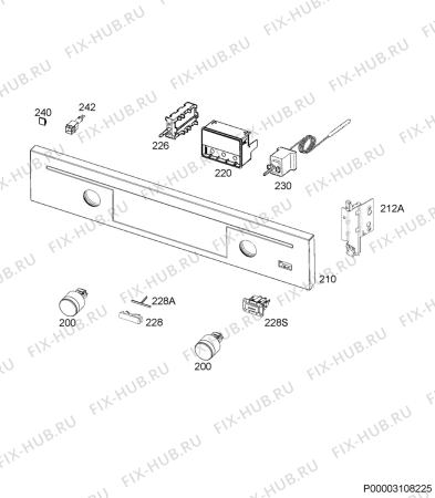 Схема №1 BP3003501M с изображением Клавиша для духового шкафа Aeg 140013174044