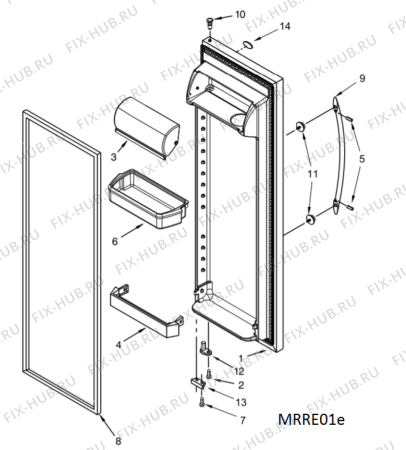 Схема №3 5WRS25KNBW с изображением Испаритель для холодильника Whirlpool 482000099140