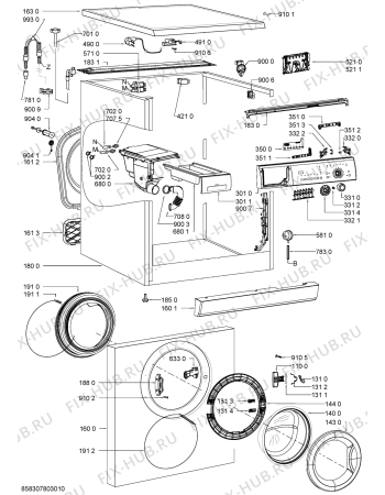 Схема №1 WA 54 DI с изображением Блок управления для стиралки Whirlpool 481010502977