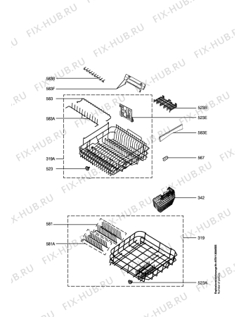 Взрыв-схема посудомоечной машины Aeg Electrolux FAV3IN1U - Схема узла Baskets, tubes 061