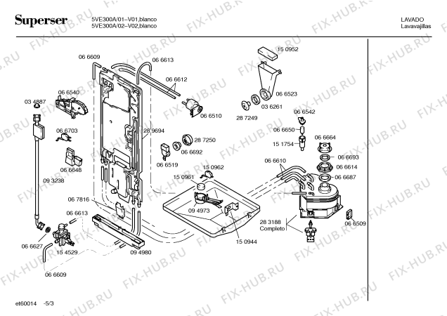 Взрыв-схема посудомоечной машины Superser 5VE300A - Схема узла 03