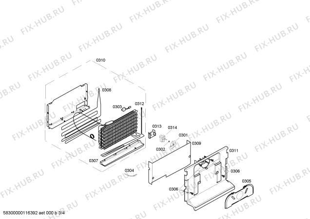 Взрыв-схема холодильника Bosch KGU30606 - Схема узла 03
