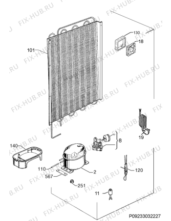 Взрыв-схема холодильника Electrolux ERG1994FOW - Схема узла Cooling system 017